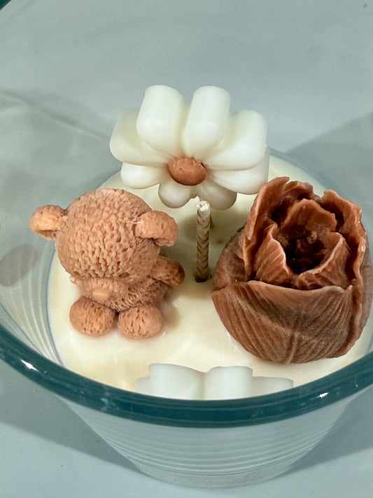 Teddy Bear Flower Jar Candle