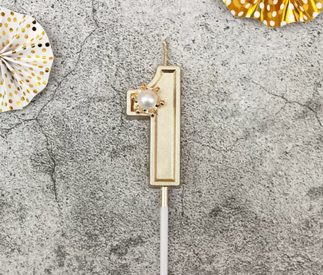 Pearl Gold Number Cake Candle