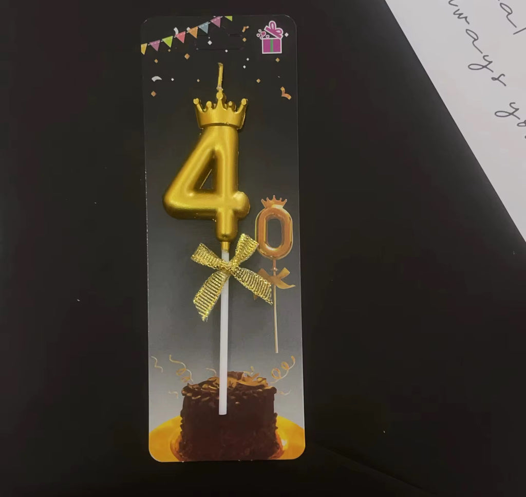Gold Crown Number Cake Candle
