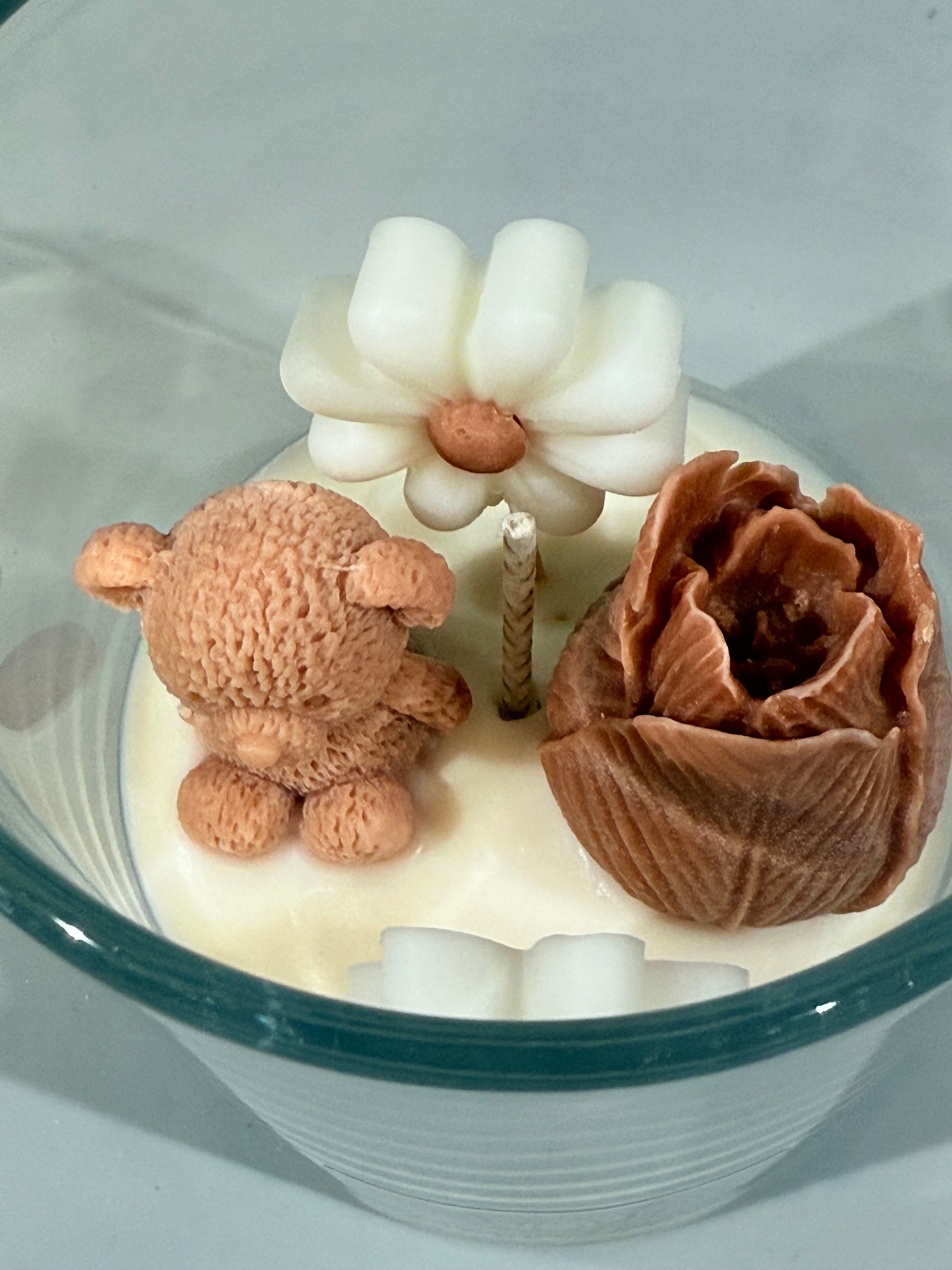 Teddy Bear Flower Jar Candle