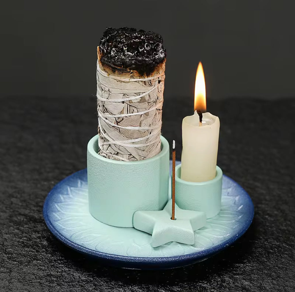 Ceramic Incense Holder – Moon & Star Plate