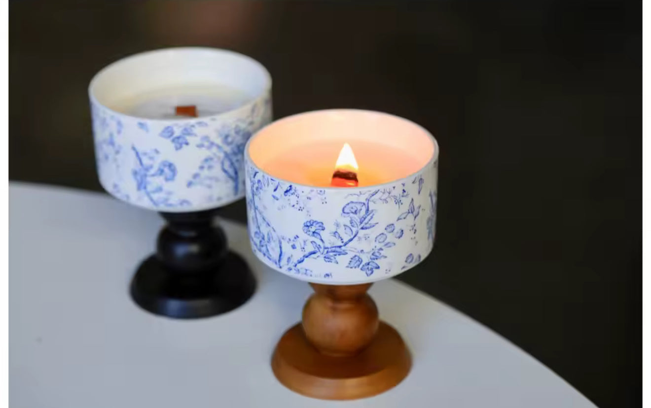 French Floral Glass Jar Candle