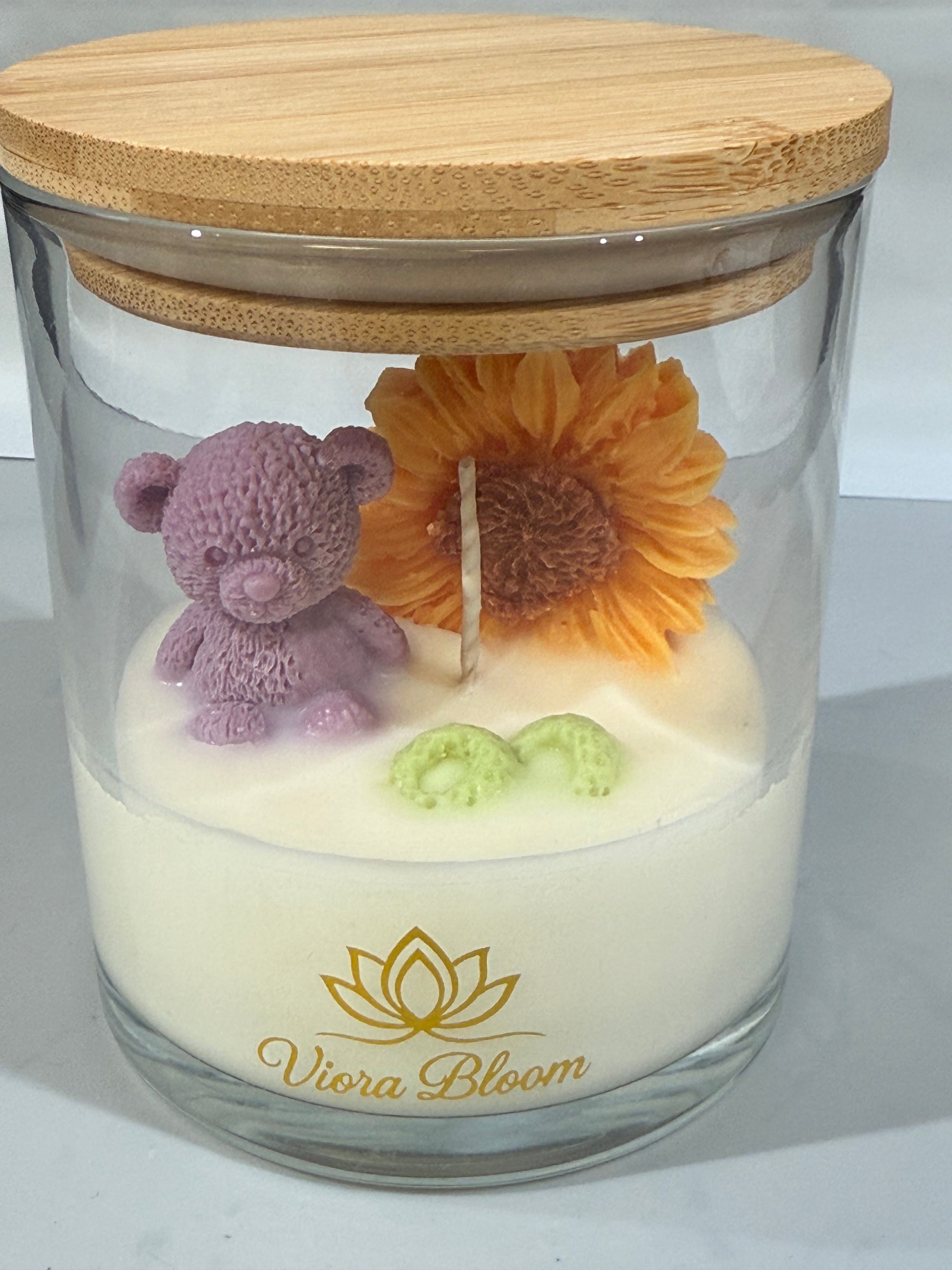 Teddy Bear Flower Jar Candle