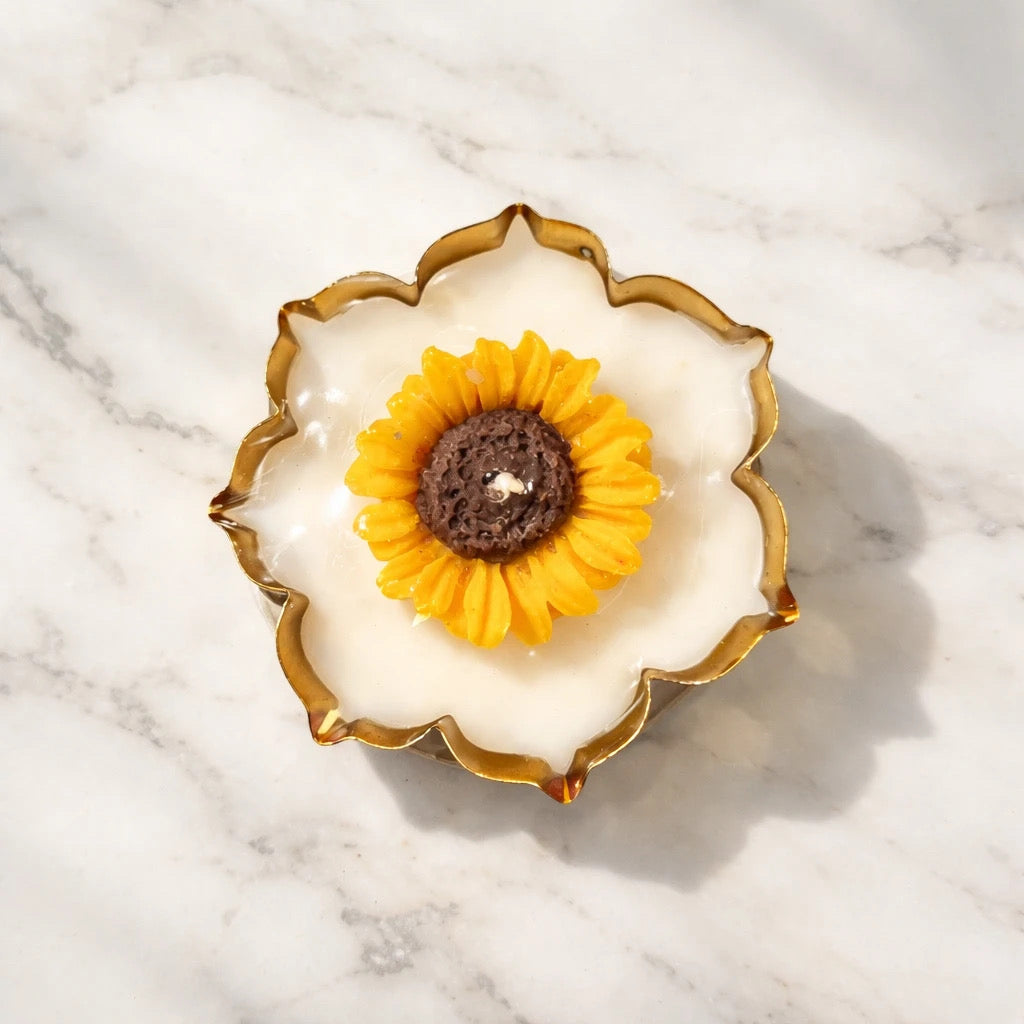 Sunflower Lotus Urli Candle  3.5 inch