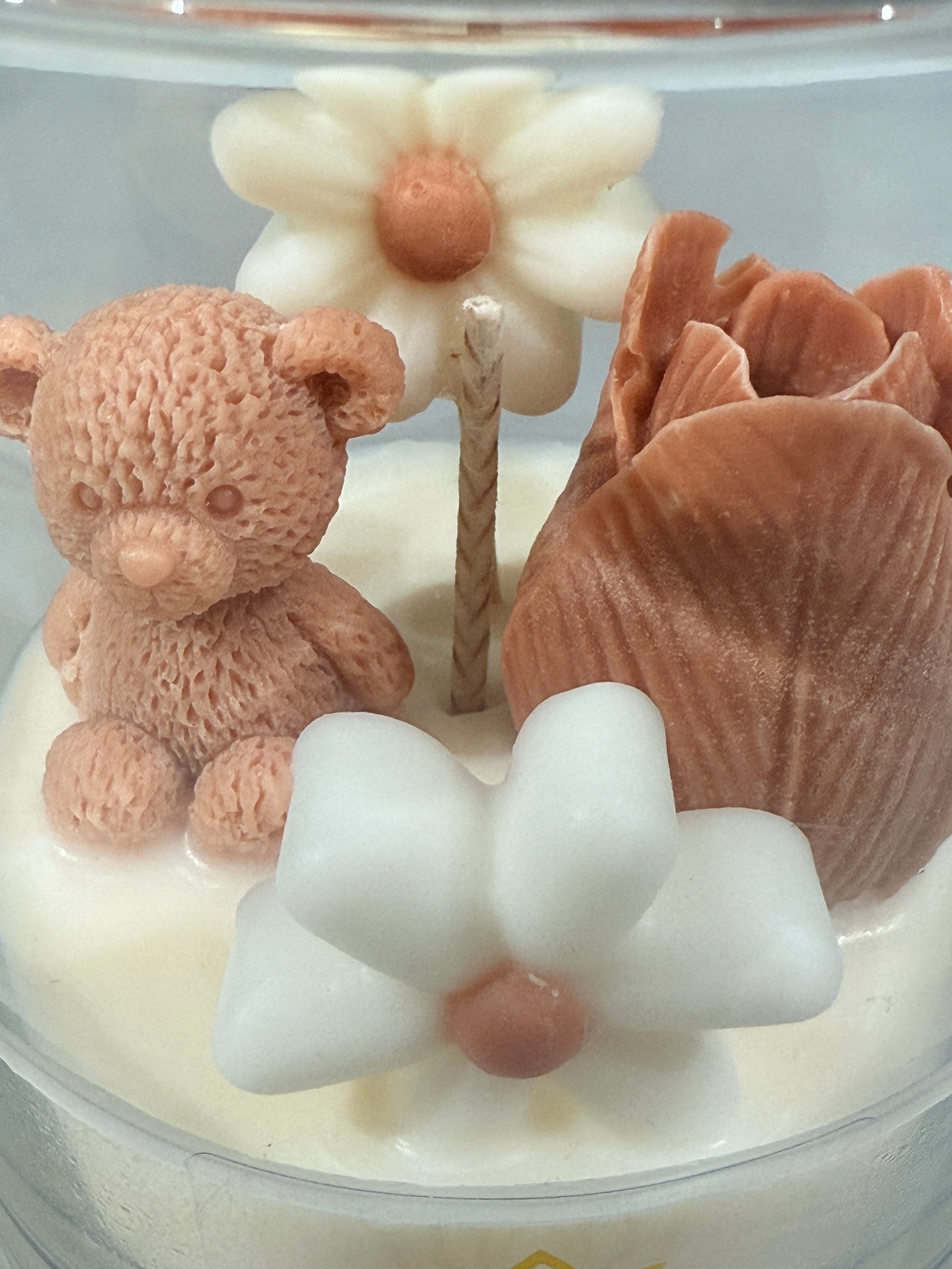 Teddy Bear Flower Jar Candle