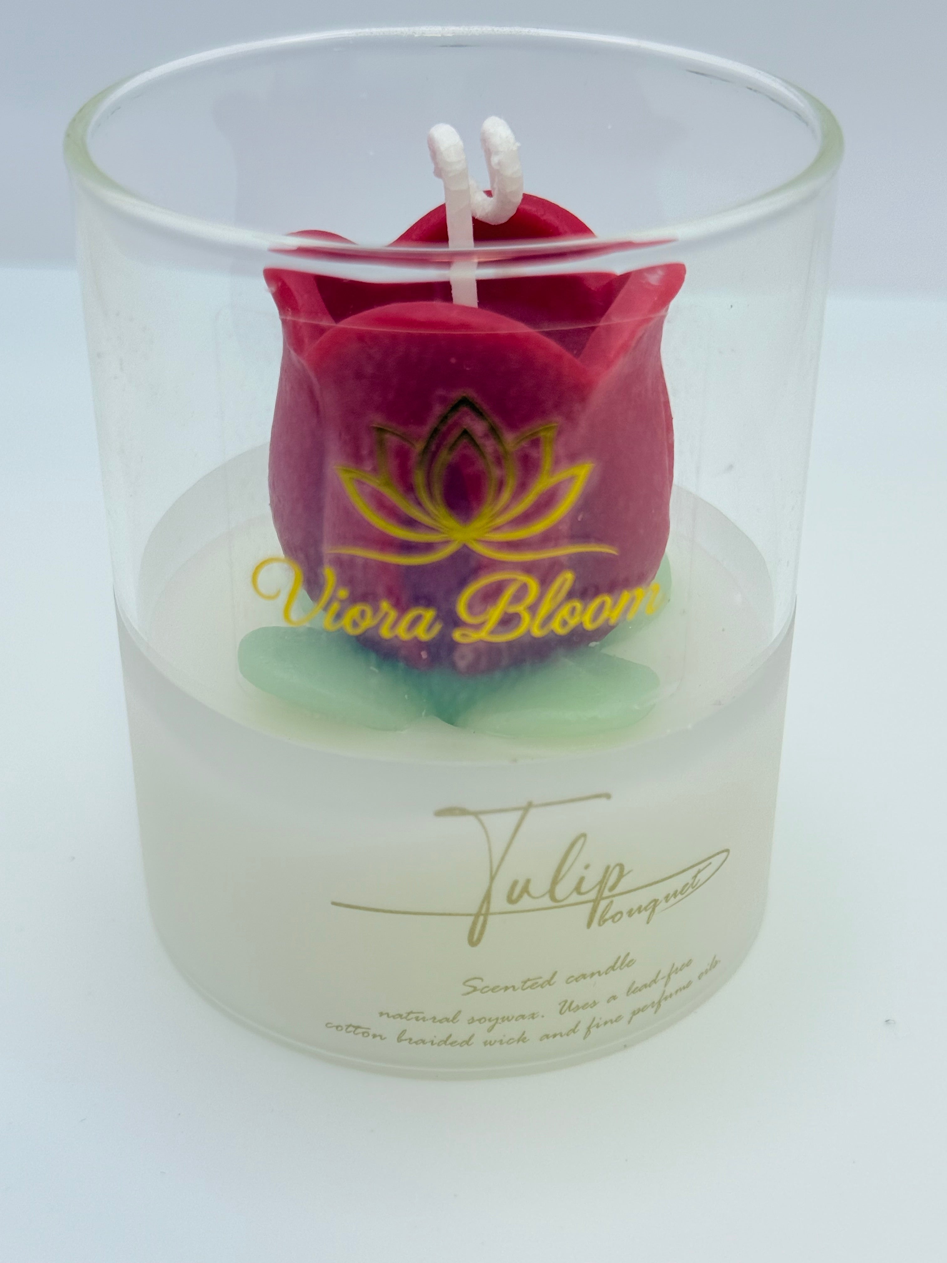 Single Tulip Glass Candle