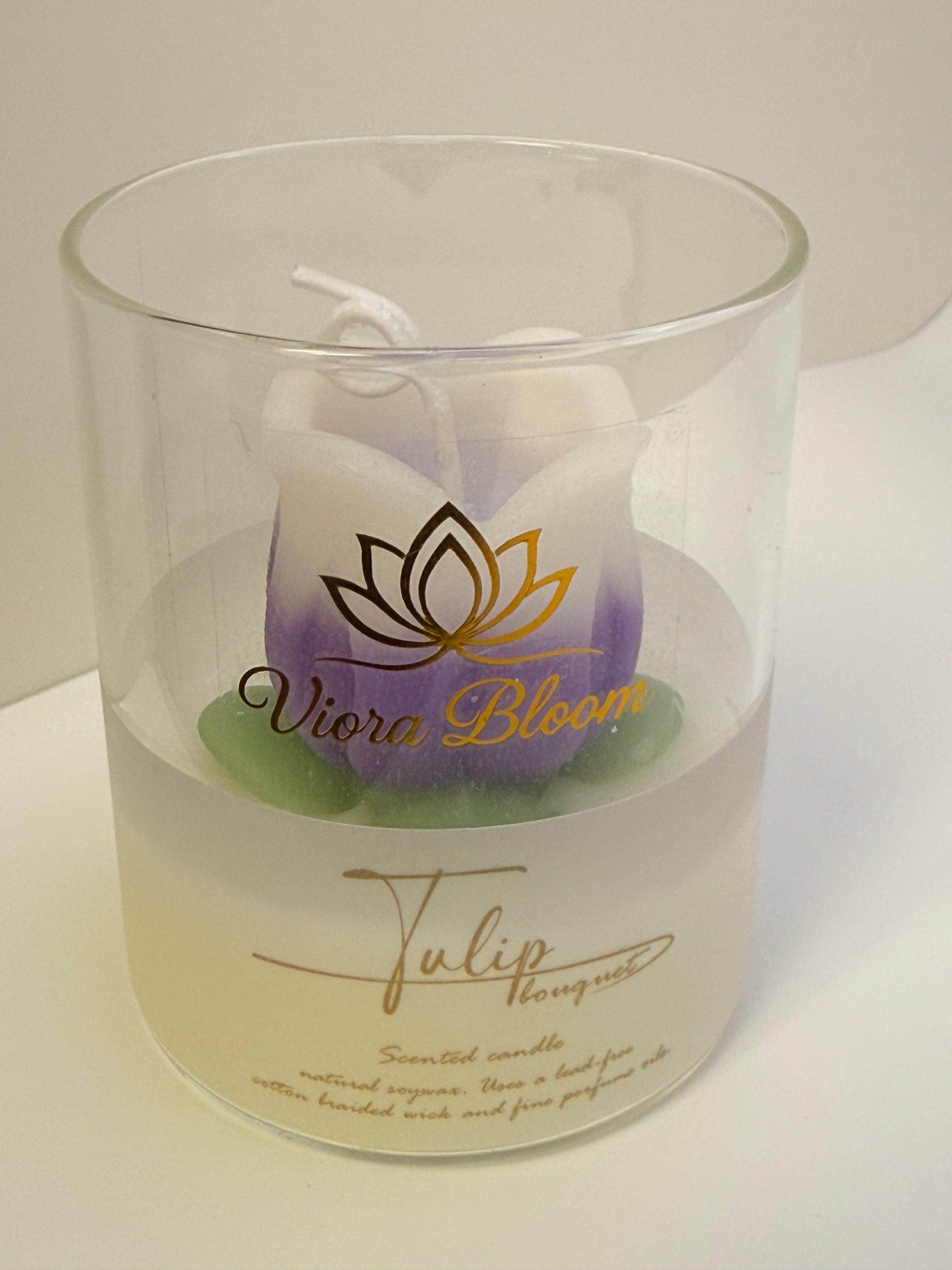 Single Tulip Glass Candle