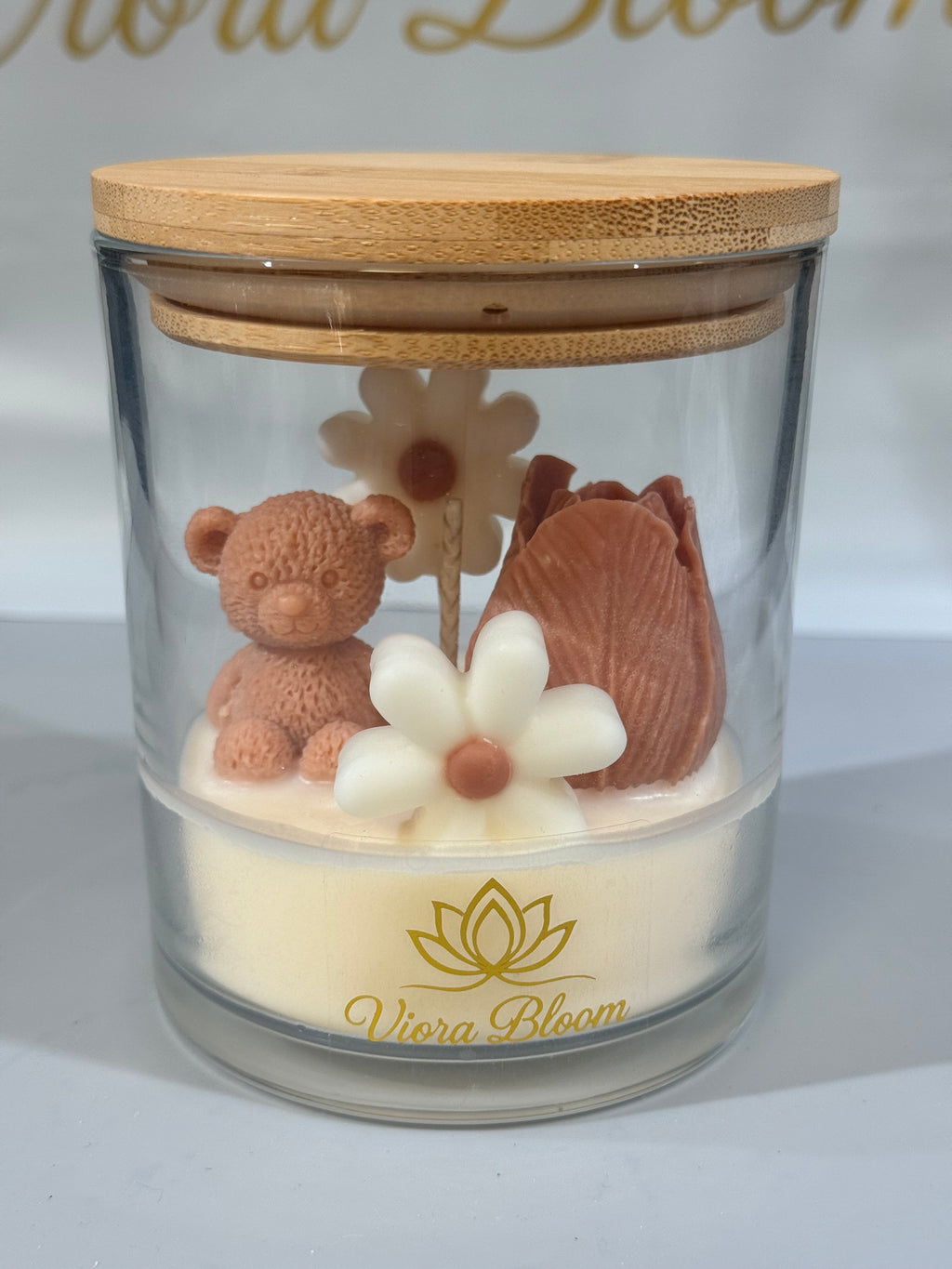 Teddy Bear Flower Jar Candle