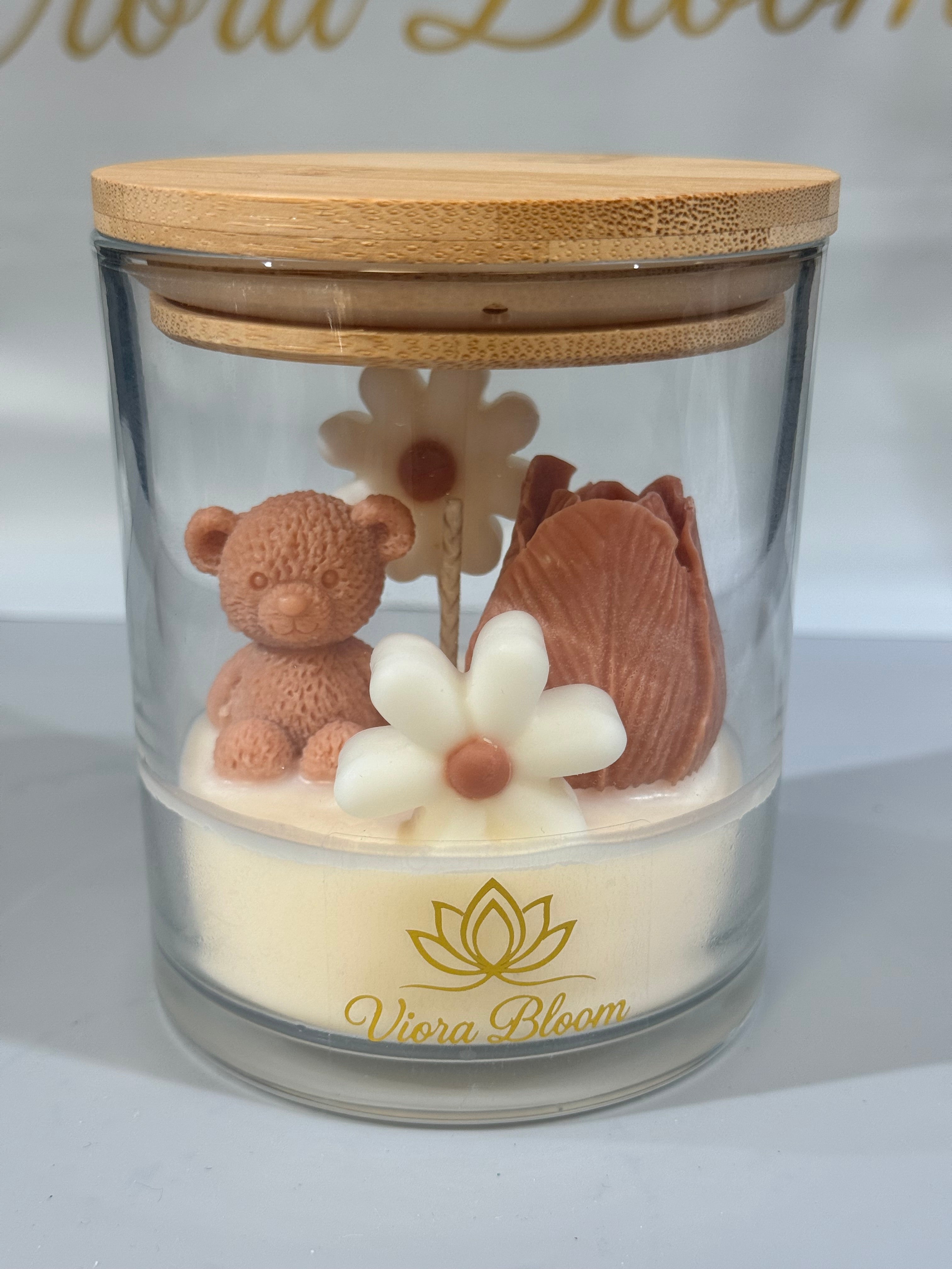 Teddy Bear Flower Jar Candle