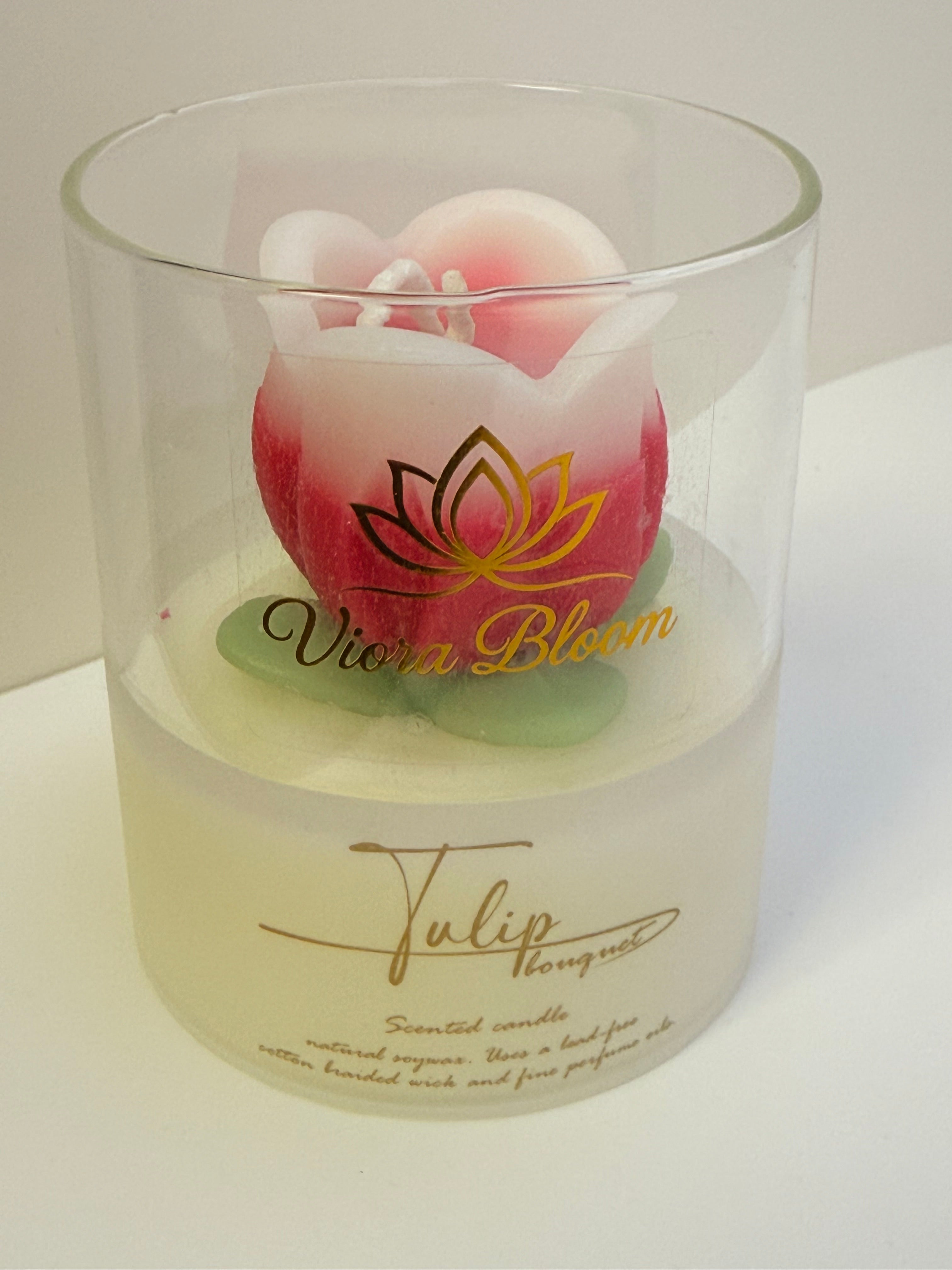 Single Tulip Glass Candle