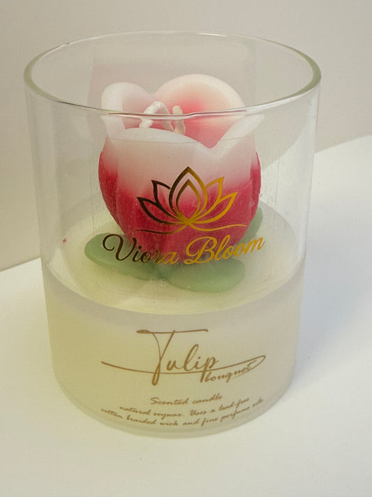 Single Tulip Glass Candle