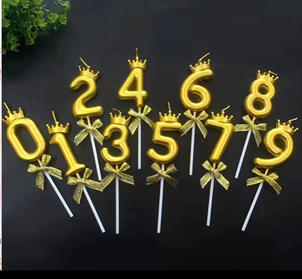 Gold Crown Number Cake Candle