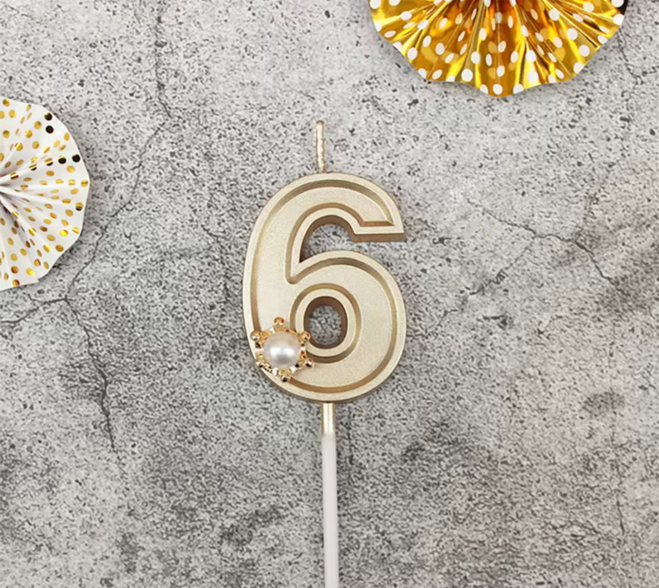 Pearl Gold Number Cake Candle