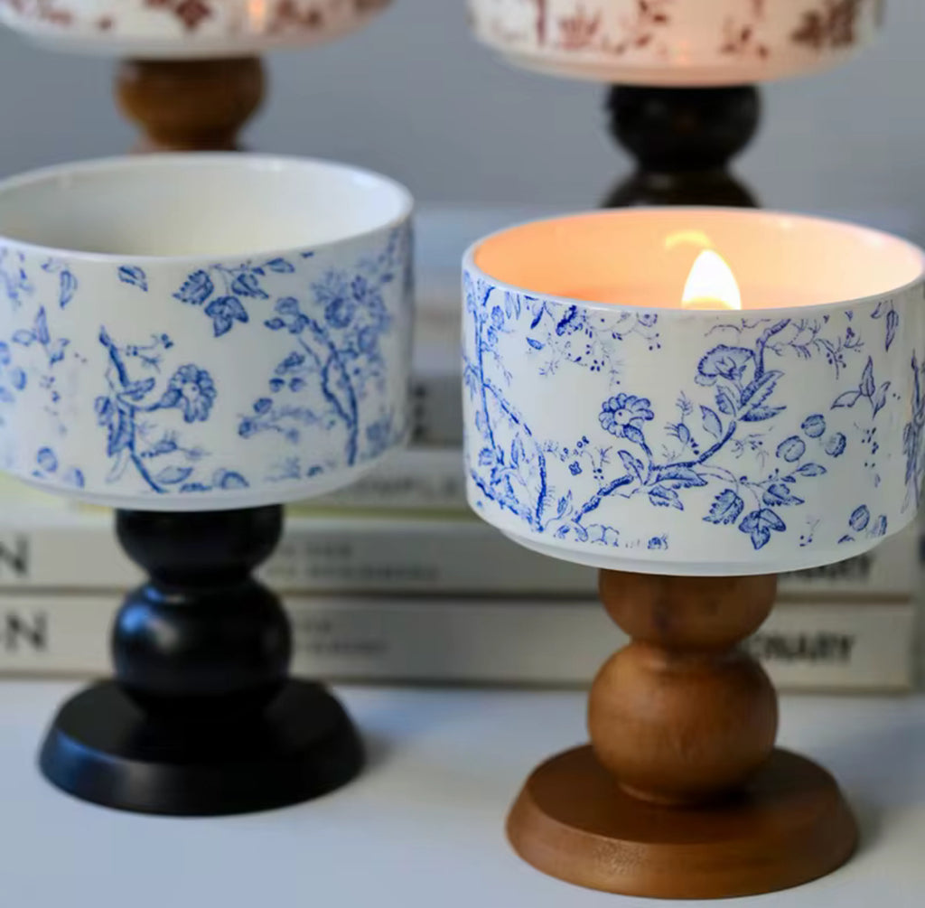 French Floral Glass Jar Candle