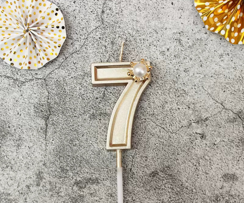 Pearl Gold Number Cake Candle